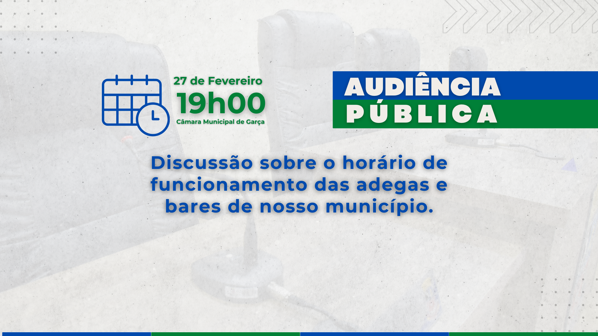 Audiência discutirá sobre o horário de funcionamento das adegas e bares de nosso município.