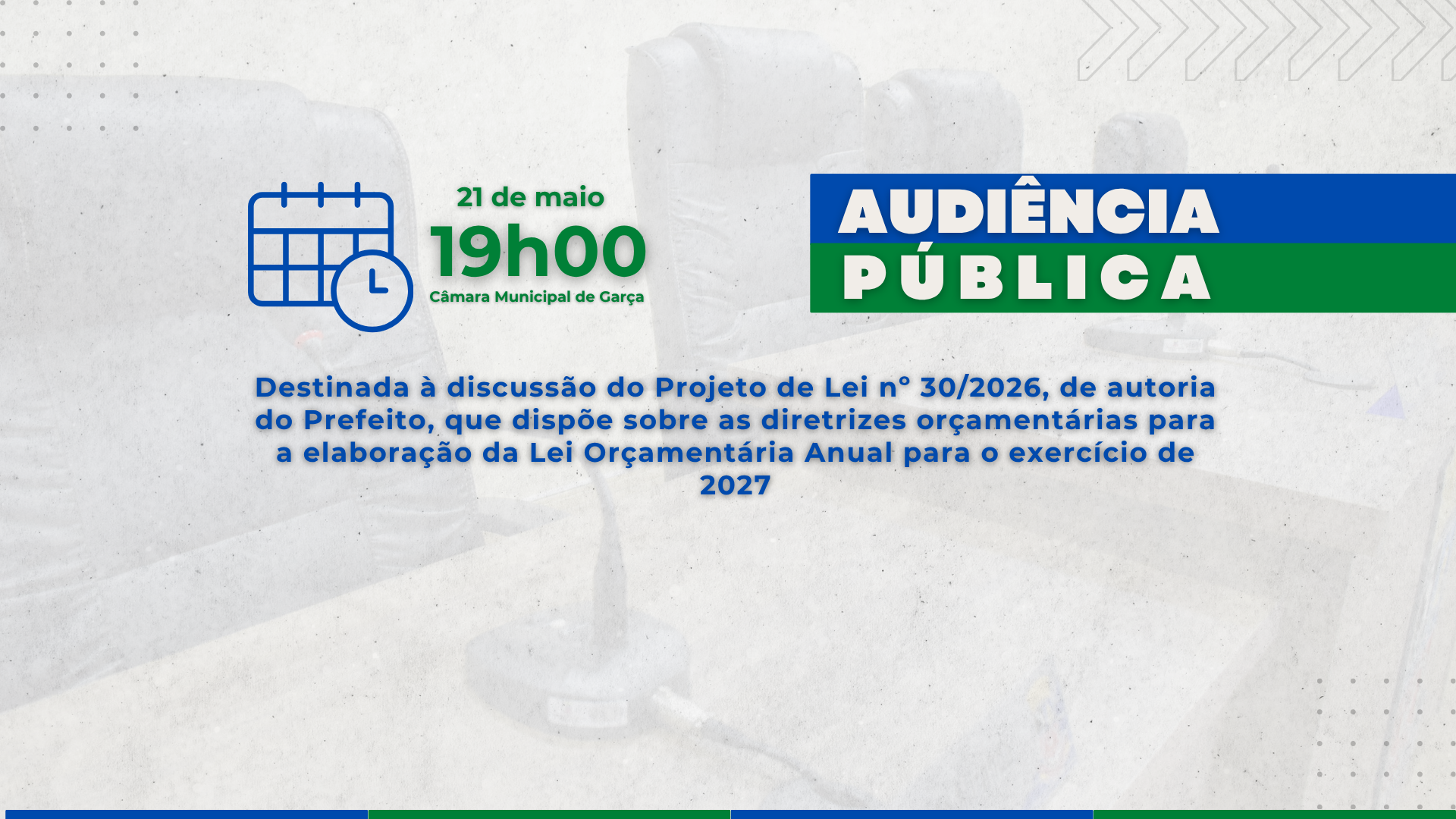 Câmara convoca população para Audiência Pública sobre diretrizes orçamentárias de 2027