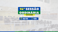 Câmara realiza 14ª Sessão Ordinária com três matérias em discussão e votação únicas