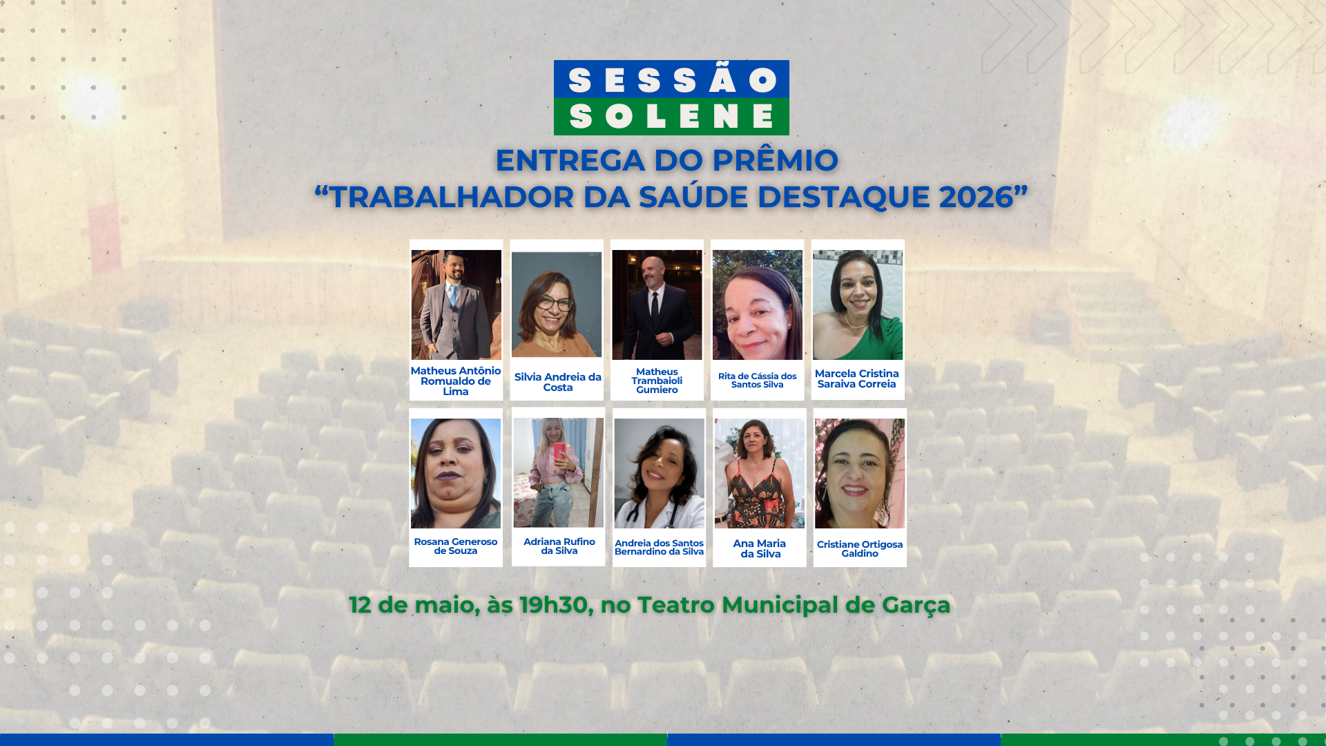 Câmara realiza Sessão Solene para entrega do prêmio Trabalhador da Saúde Destaque 2026.