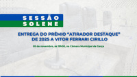 Câmara realizará Sessão Solene para entrega do Prêmio “Atirador Destaque – 2025” a Vitor Ferrari Cirillo